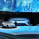 Digital rendering of the Chrysler Airflow EV concept on display.